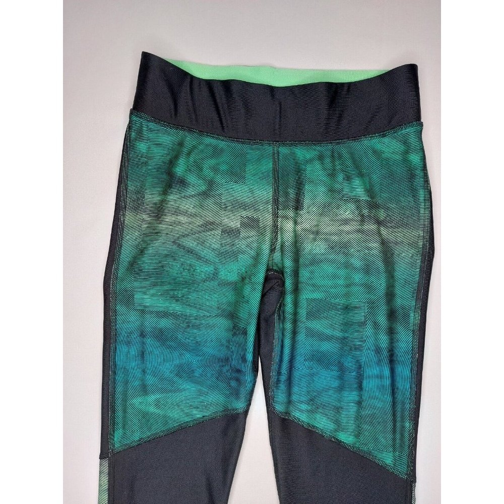 Under Armour Womens Small Heat Gear Black Compression Capri Leggings Black Green - Picture 2 of 11